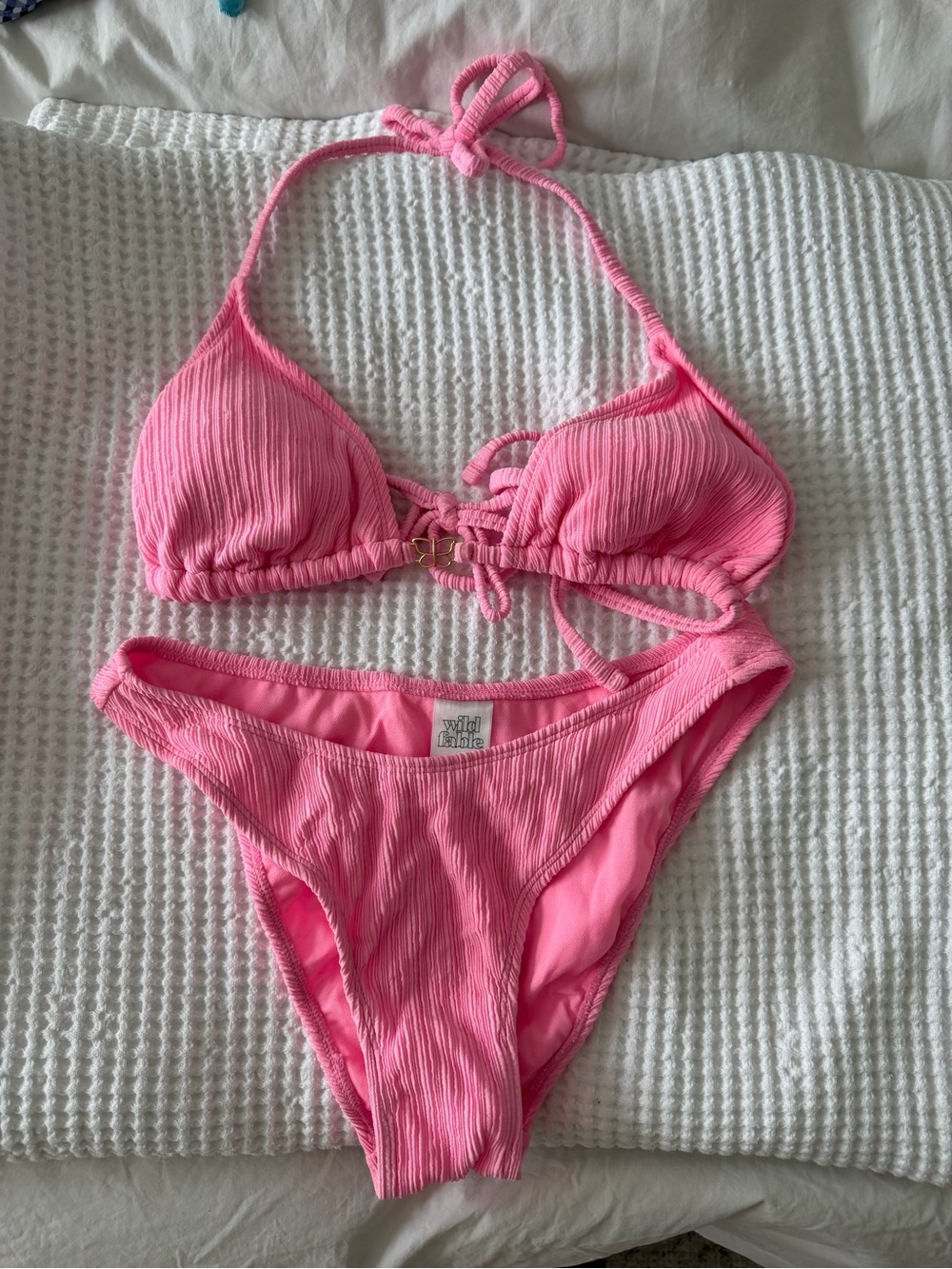 wild fable Hot Pink Ribbed Bikini Set